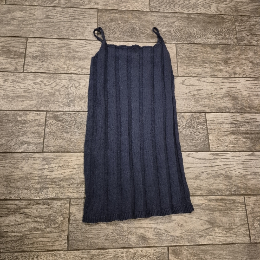 Free People Beach Navy Ribbed Knit Mini Dress - Size L
